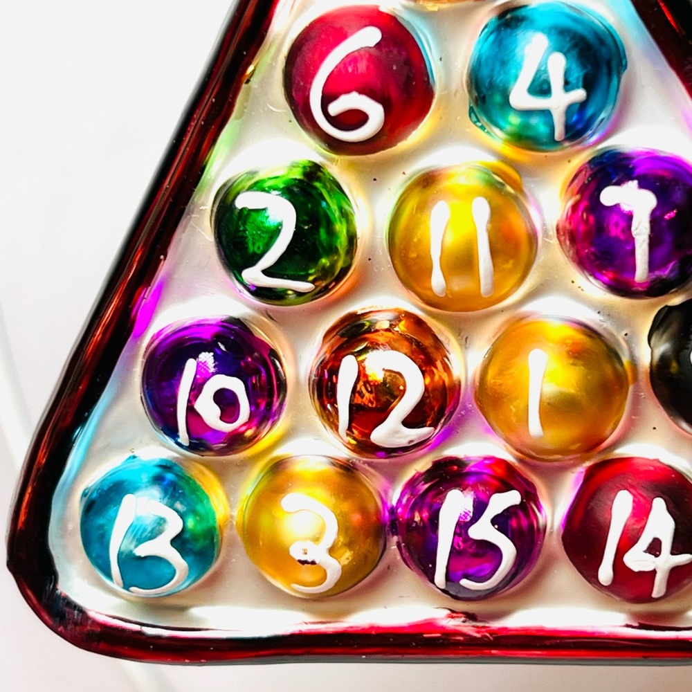 Rack of Billiard Balls Christmas Glass Ornament Pool Table Game Eight Ball - Picture 4 of 8
